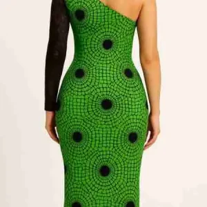 Trendy Ankara and Plain Combo Asymmetrical Mini Dress