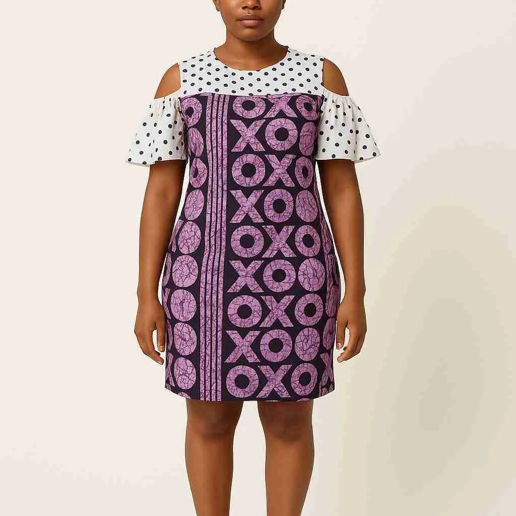 XOXO Ankara Short Dress with Cut-out Sleeves