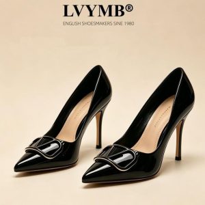 LVYMB Women's High Heel Pointed Toe Pumps- Red Party & Banquet & Wedding Shoes- 9cm Black